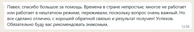 Отзыв Анатолия о заказе справки о несудимости в Израиле